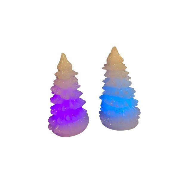 LED color Changing Wax Christmas Trees- set of 2 - Picture 15 of 16